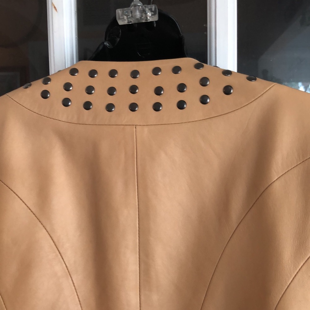 Cache Studded Tan Leather Open-Front Jacket - Picture 5 of 12
